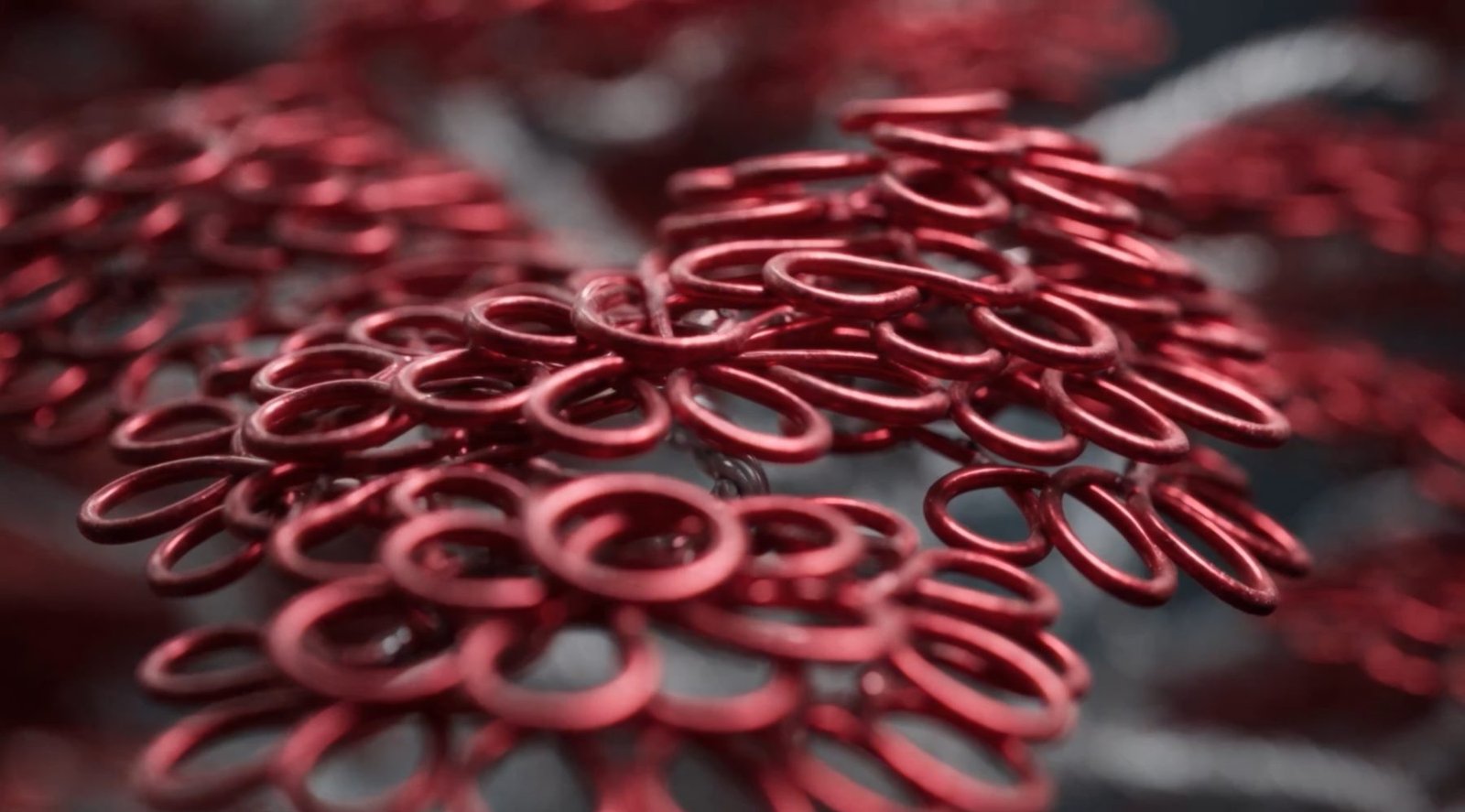 Macro of the red wire loops