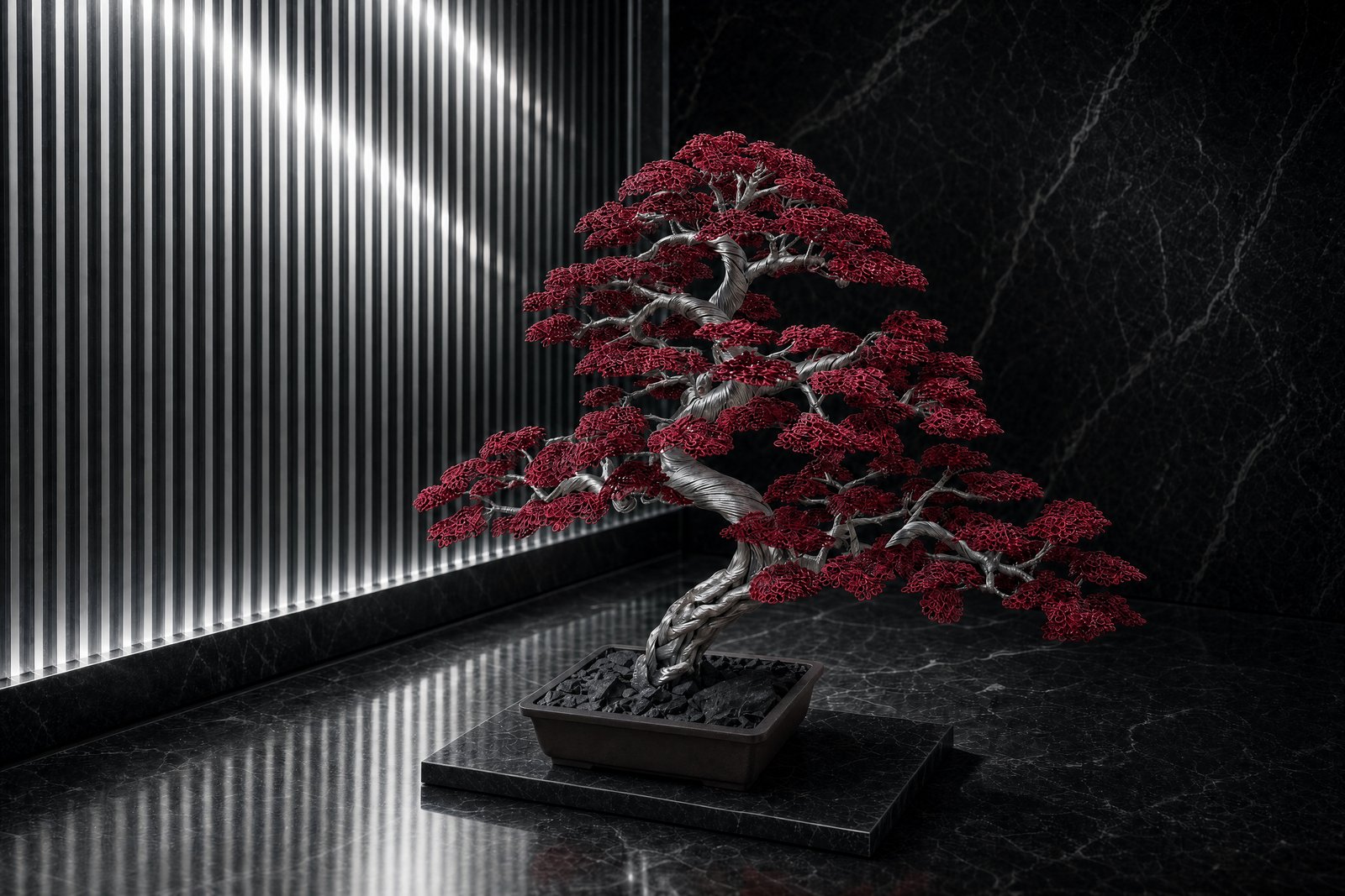 Installed on black marble